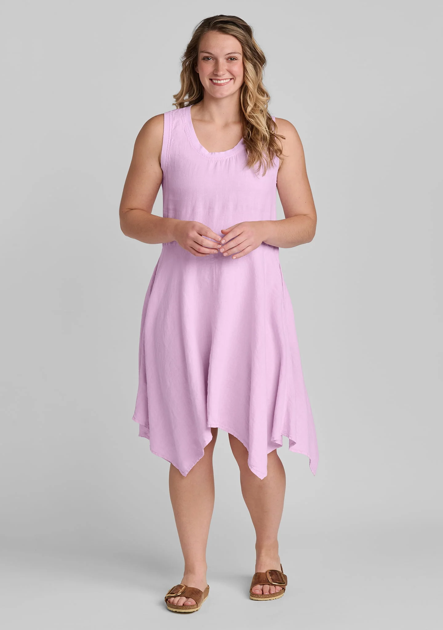 Edgy Dress - Sleeveless Linen Dress - Image 4