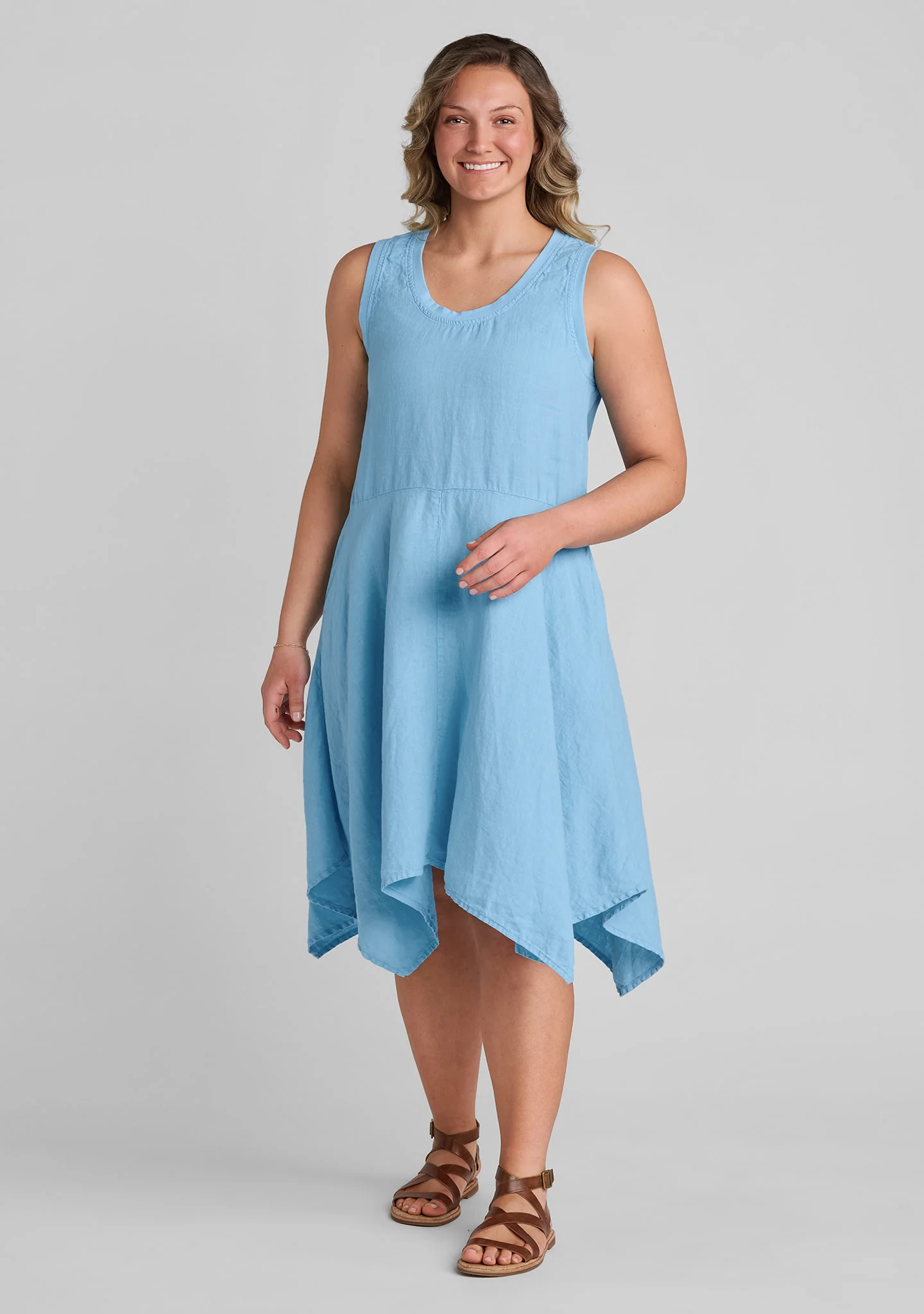 Edgy Dress - Sleeveless Linen Dress - Image 6