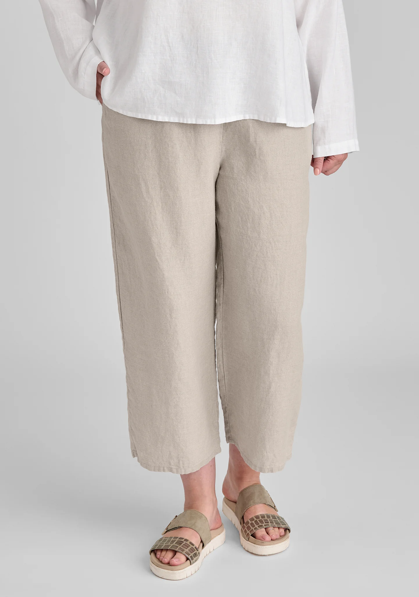 Floods - Linen Pants With Elastic Waist - Image 3