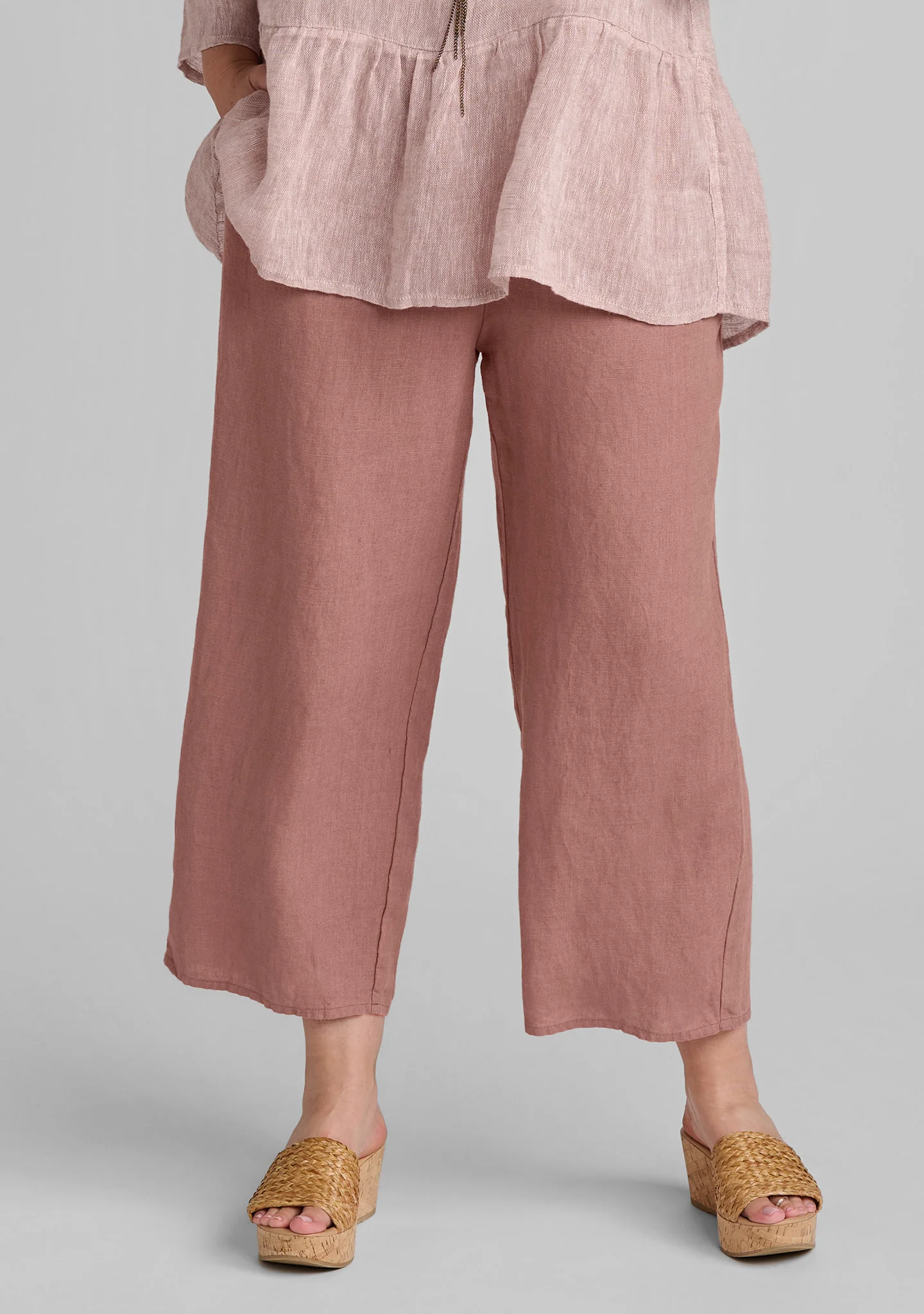 Floods - Linen Pants With Elastic Waist - Image 3