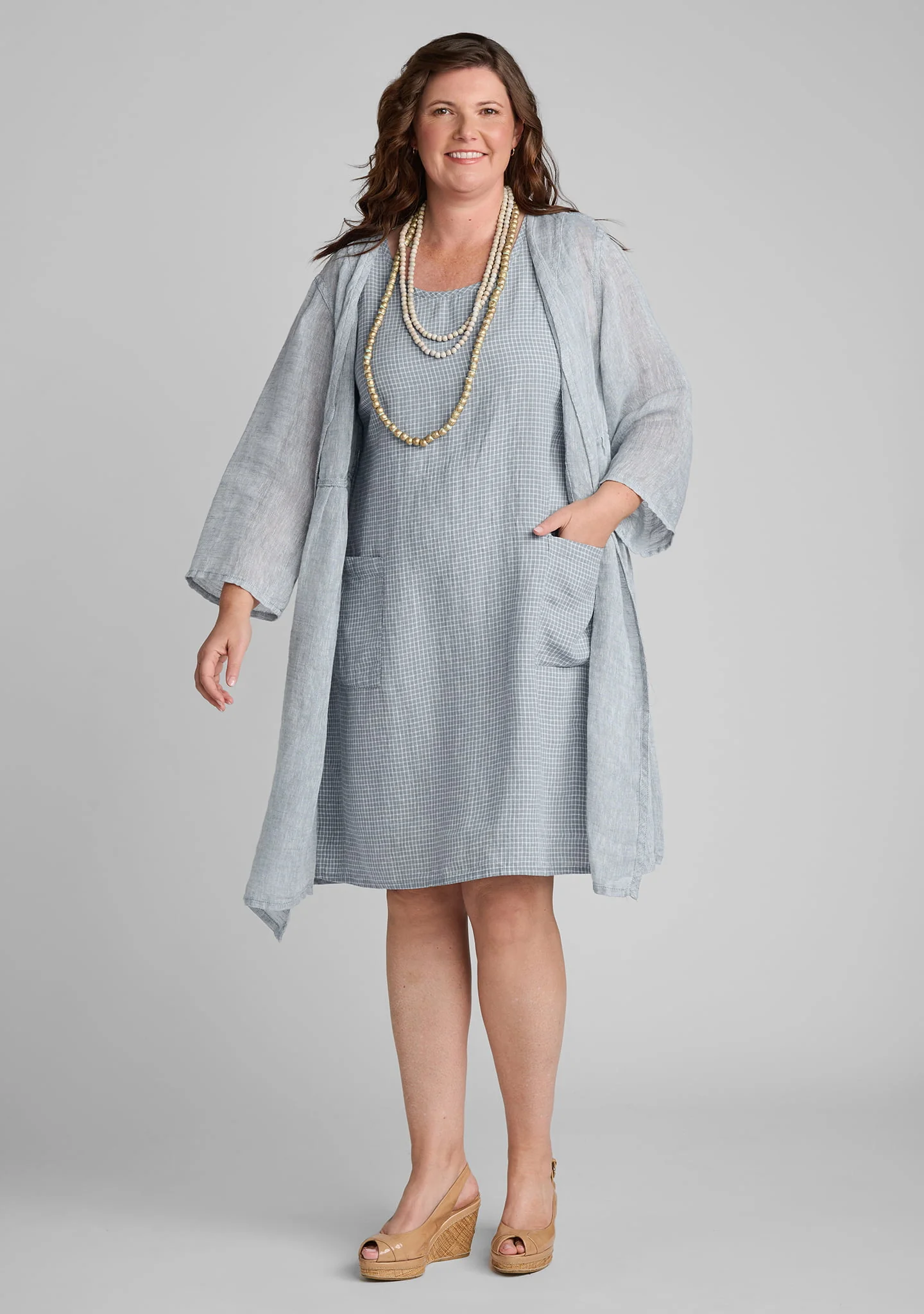 Gathered Back Dress - Linen Shift Dress - Image 4