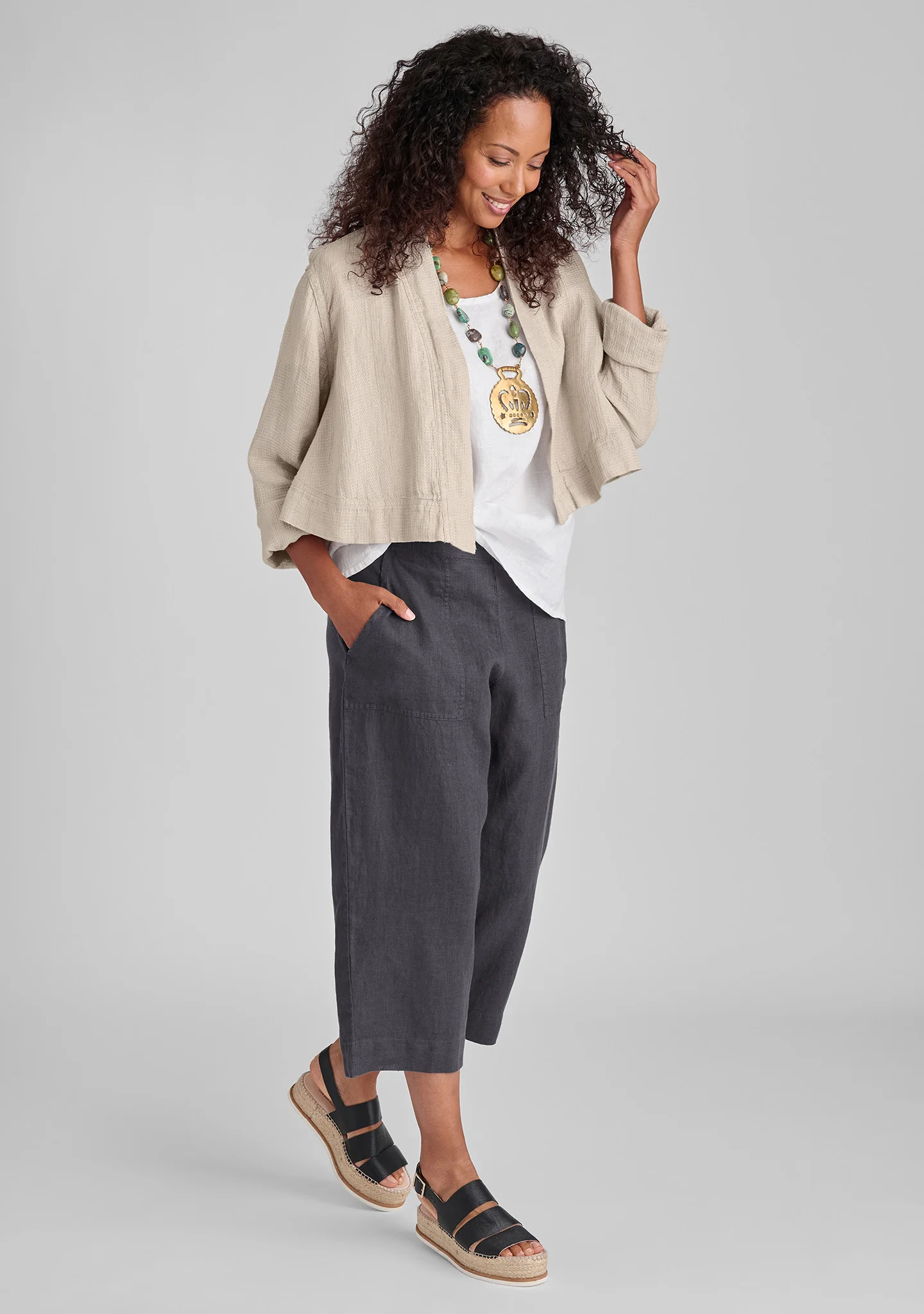 Kate Pant - Linen Crop Pants - FINAL SALE - Image 3