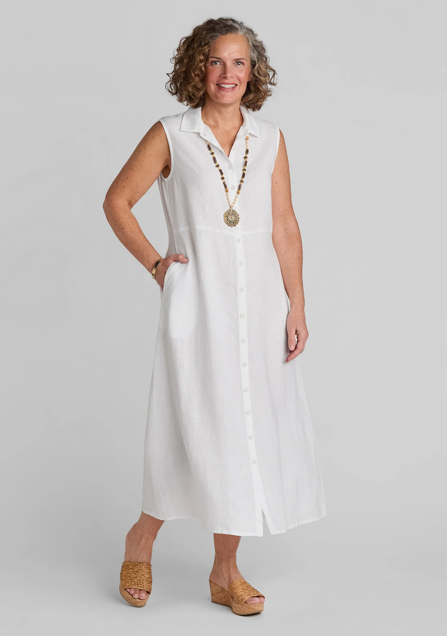 Marlowe Dress - Sleeveless Linen Maxi Dress - Image 4