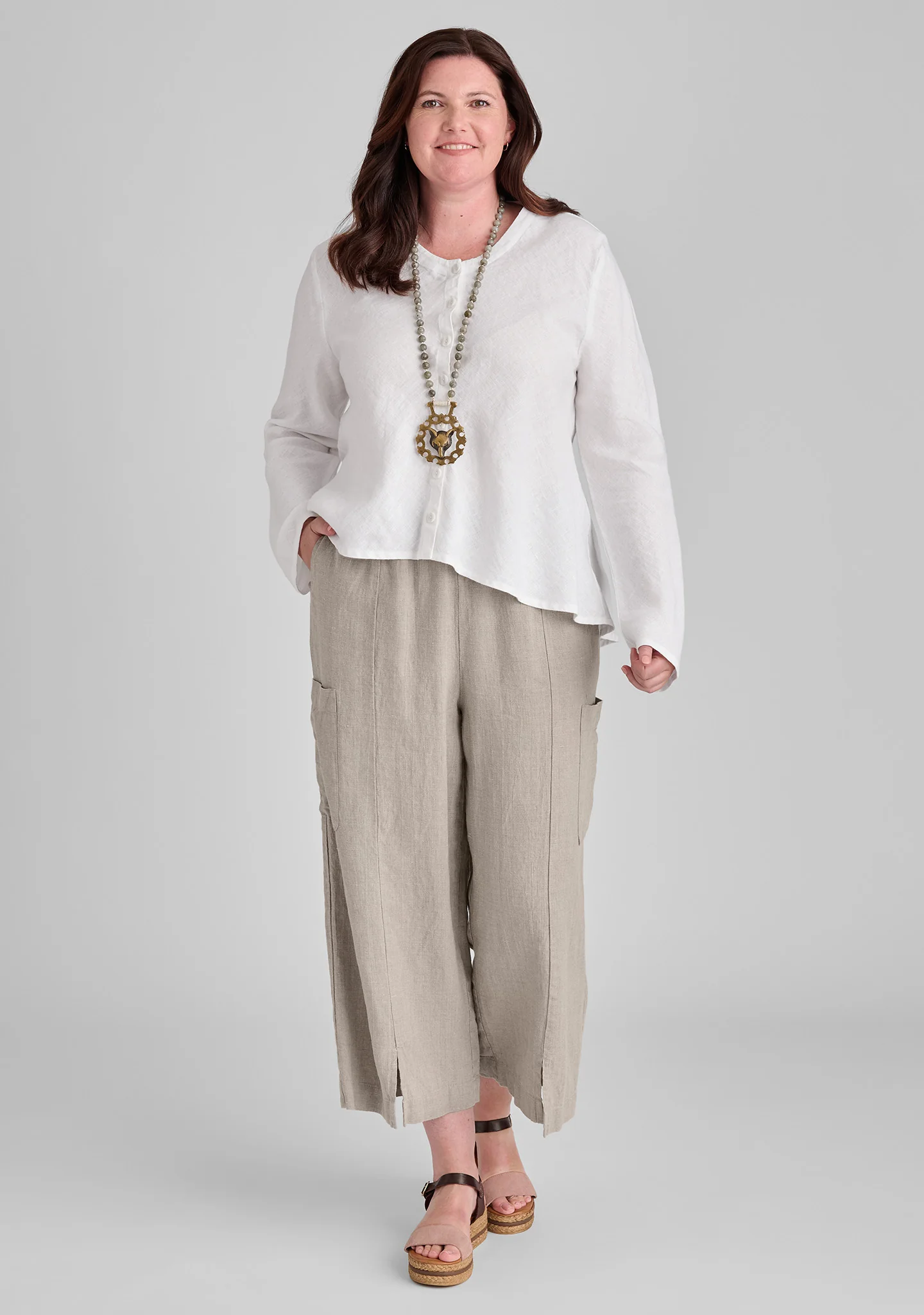 Modern Flood - Linen Pants With Elastic Waist - FINAL SALE - Image 3