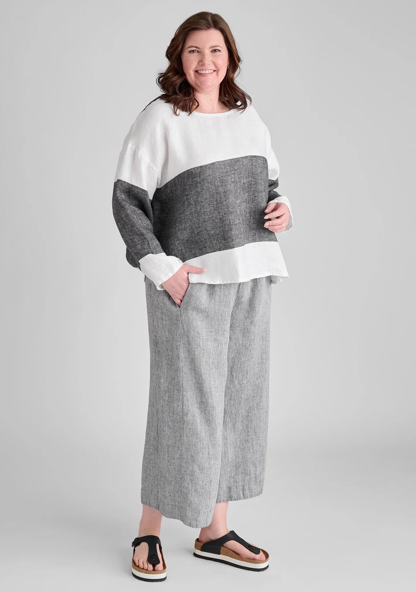 Panel Pant - Linen Pants With Elastic Waist - FINAL SALE - Image 3