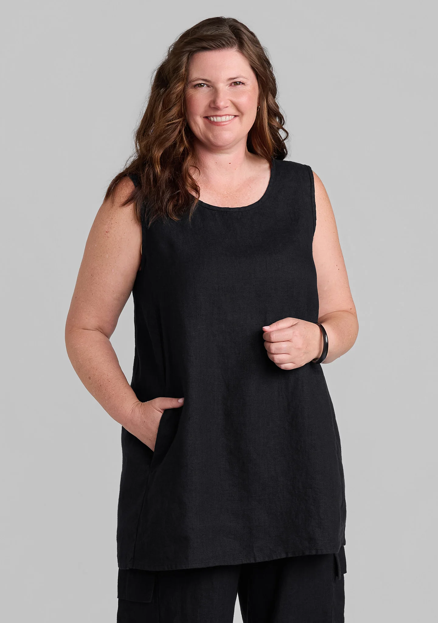 Side Pocket Tunic - Linen Tank Top - Image 3