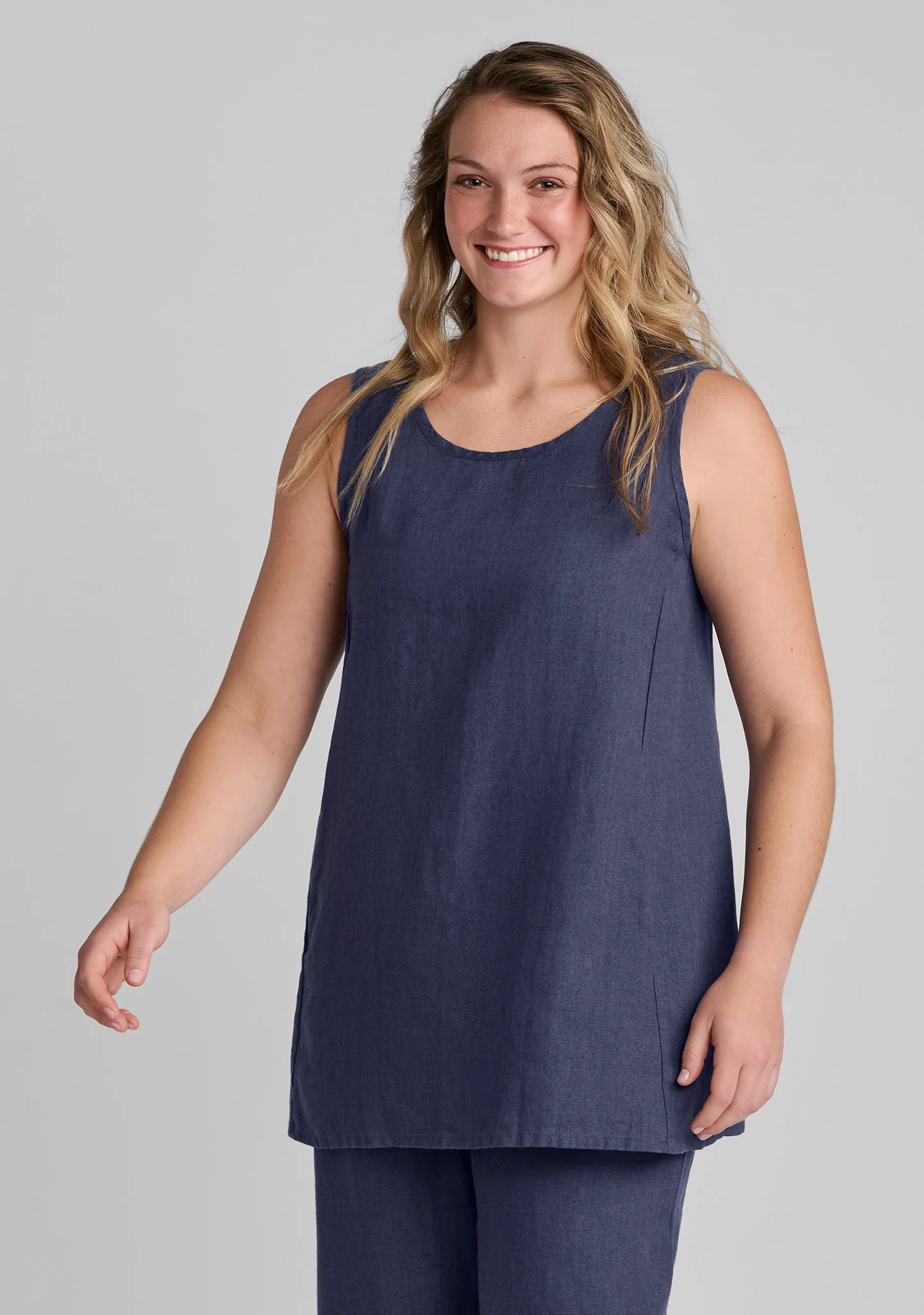 Side Pocket Tunic - Linen Tank Top - Image 4