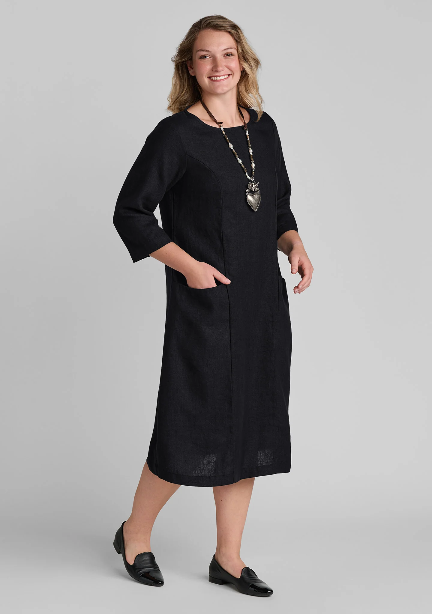Slouch Pocket Dress - Linen Shift Dress - FINAL SALE - Image 3