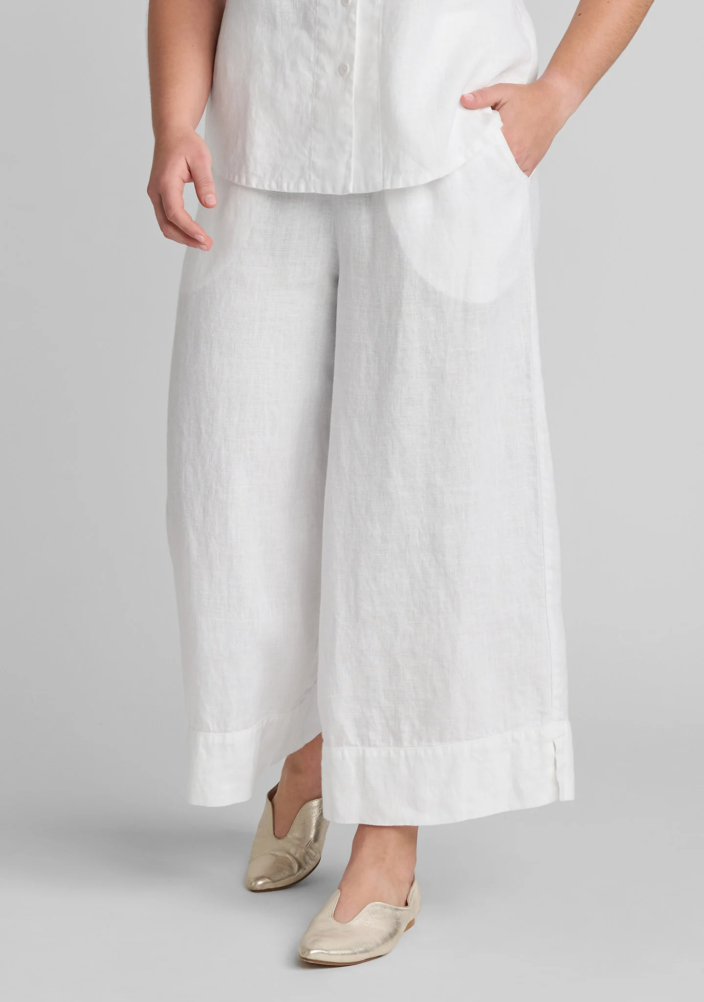 Vented Cuff Pant - Linen Pants With Elastic Waist - Image 3