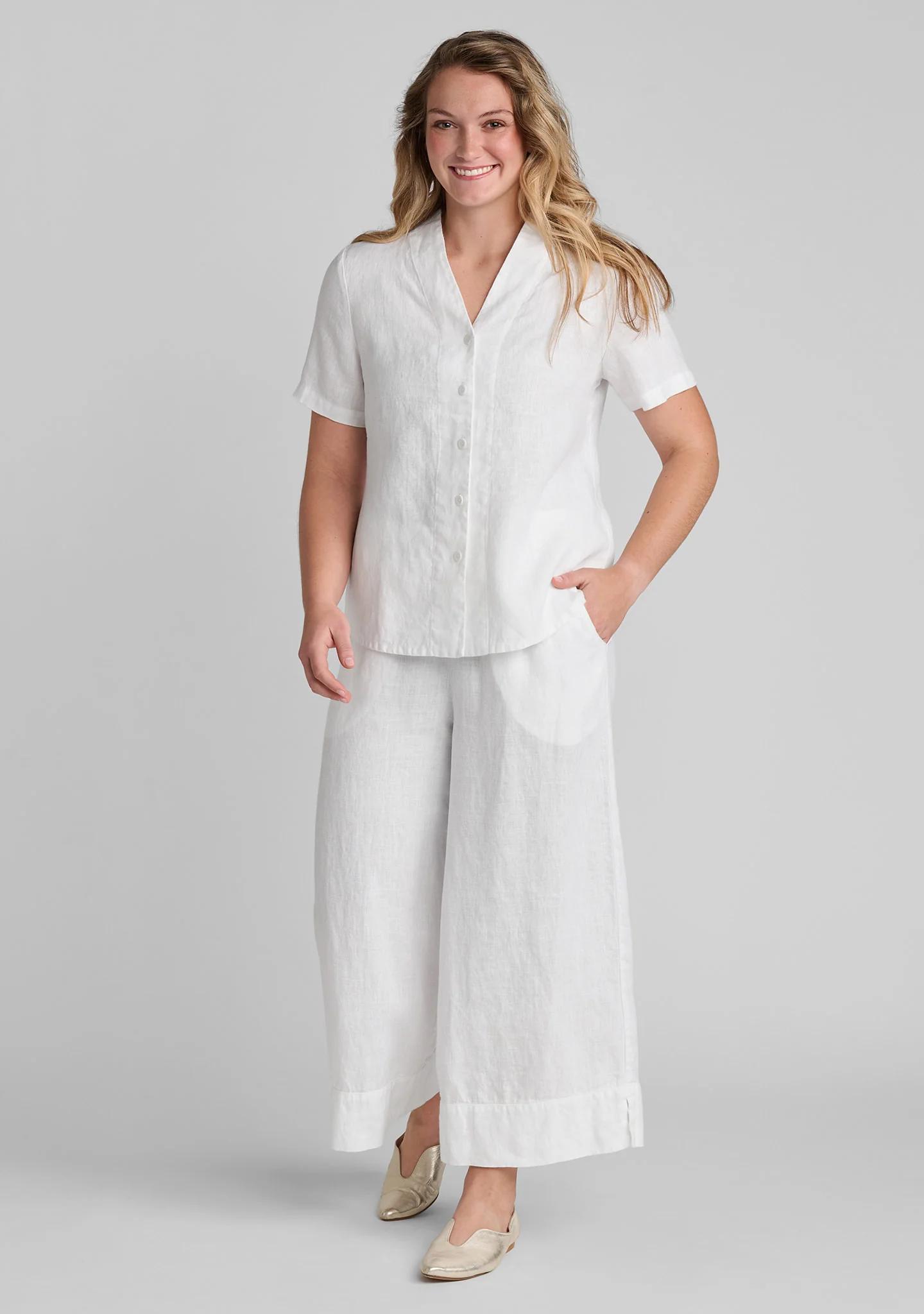 Vented Cuff Pant - Linen Pants With Elastic Waist - Image 8